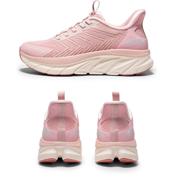 Women's Pink Walking Shoes Comfort Breathable Non-Slip Gym Training Sneaker - Picture 7 of 8